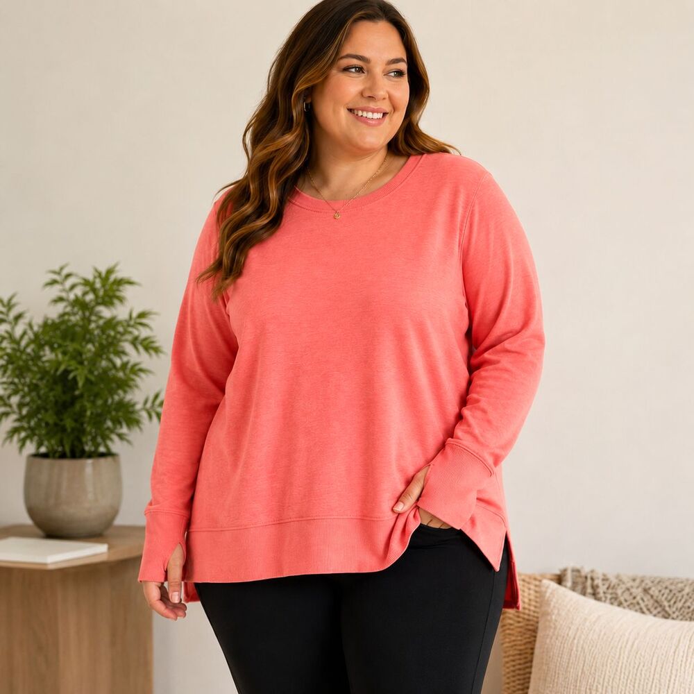 Coral Crewneck Long-Sleeve Women’s Sweater